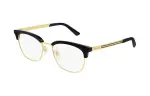 GUCCI Square Prescription Glasses Men's Black Gold