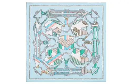 HERMES Scarves Women's Sky Blue/Mint Green