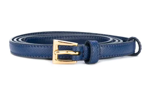 PRADA Pin Buckle Leather Belts Women's Blue 1CM