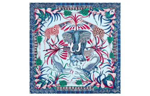 HERMES Scarves Women's Sky Blue/Denim Blue/Pink