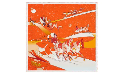 HERMES Silk Scarves Women's Orange