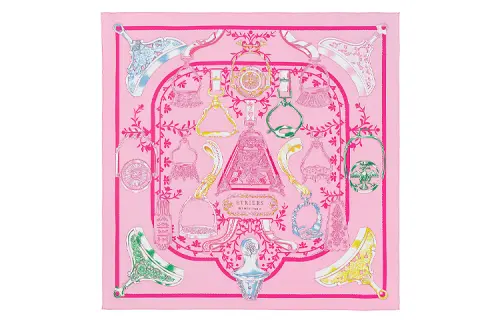 HERMES Stirrups Scarves Women's Pink