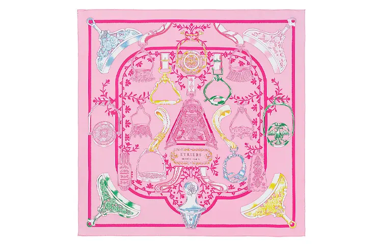HERMES Stirrups Scarves Women's Pink