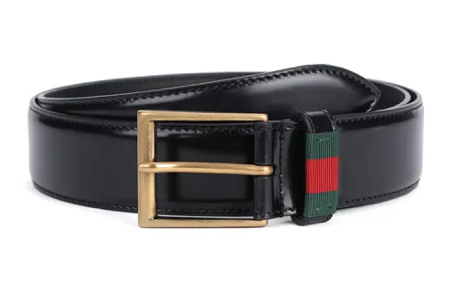 GUCCI Cow Leather Belts Unisex Black 3.5cm