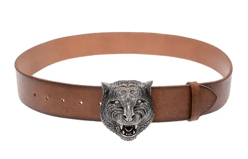 GUCCI Cow Leather Belts Unisex Brown Width 4cm