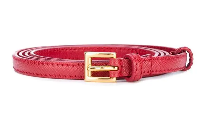 PRADA Pin Buckle Leather Belts Unisex Red 1CM
