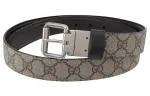 GUCCI Cow Leather Belts Men's Gray Width 3cm