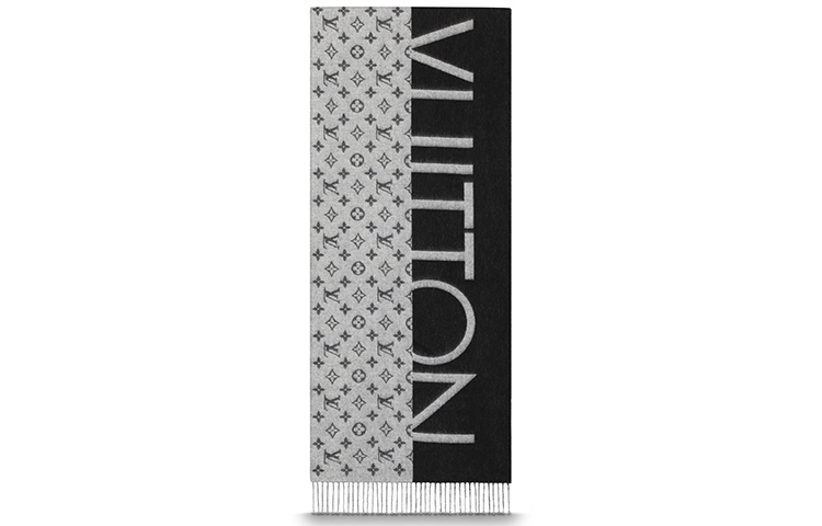 Шарф Louis Vuitton MONOGRAM SPLIT (черно-серый) — фото 5