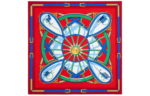 HERMES En Roue Libre Scarves Women's Red