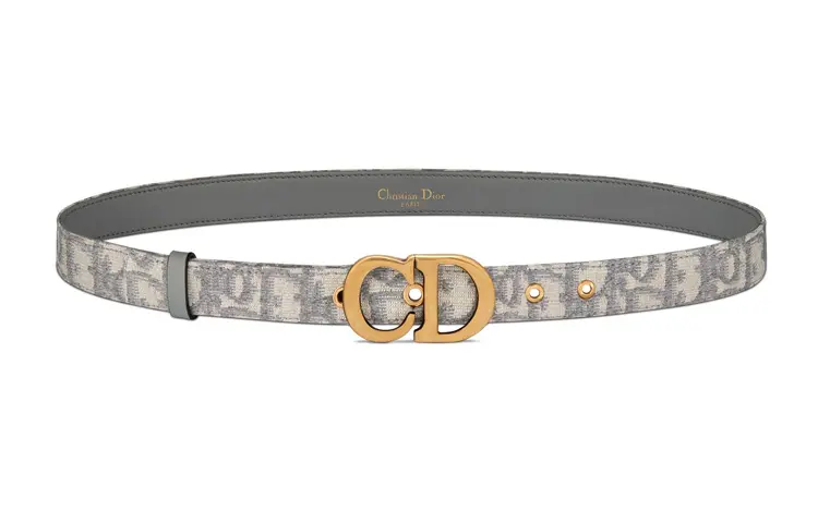 DIOR Cow Leather Belts Women's Gray Width 2cm