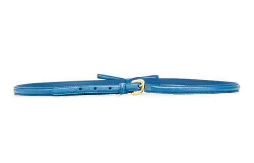 PRADA Belt Calfskin Leather Belts Women's Blue Width 1.5cm