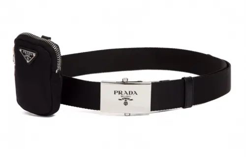 PRADA Nylon Leather Belts Men's Width 3.5cm
