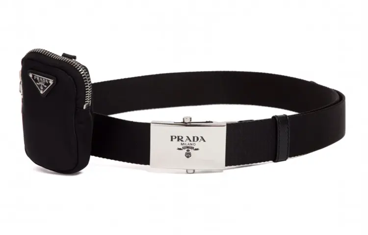 PRADA Nylon Leather Belts Men's Width 3.5cm