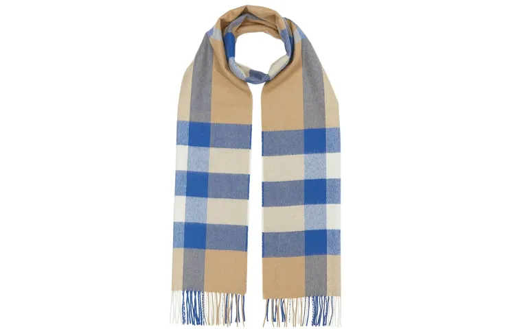 Burberry Cashmere Knit Scarves Unisex Blue