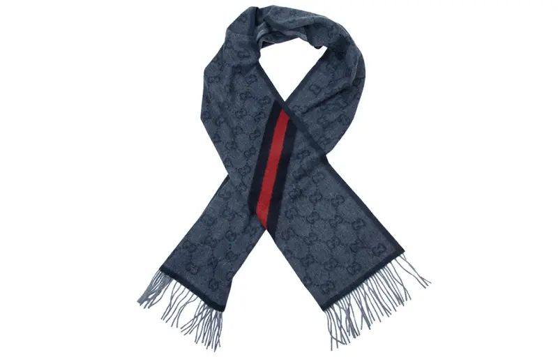 Gucci GG-pattern stripe wool scarf