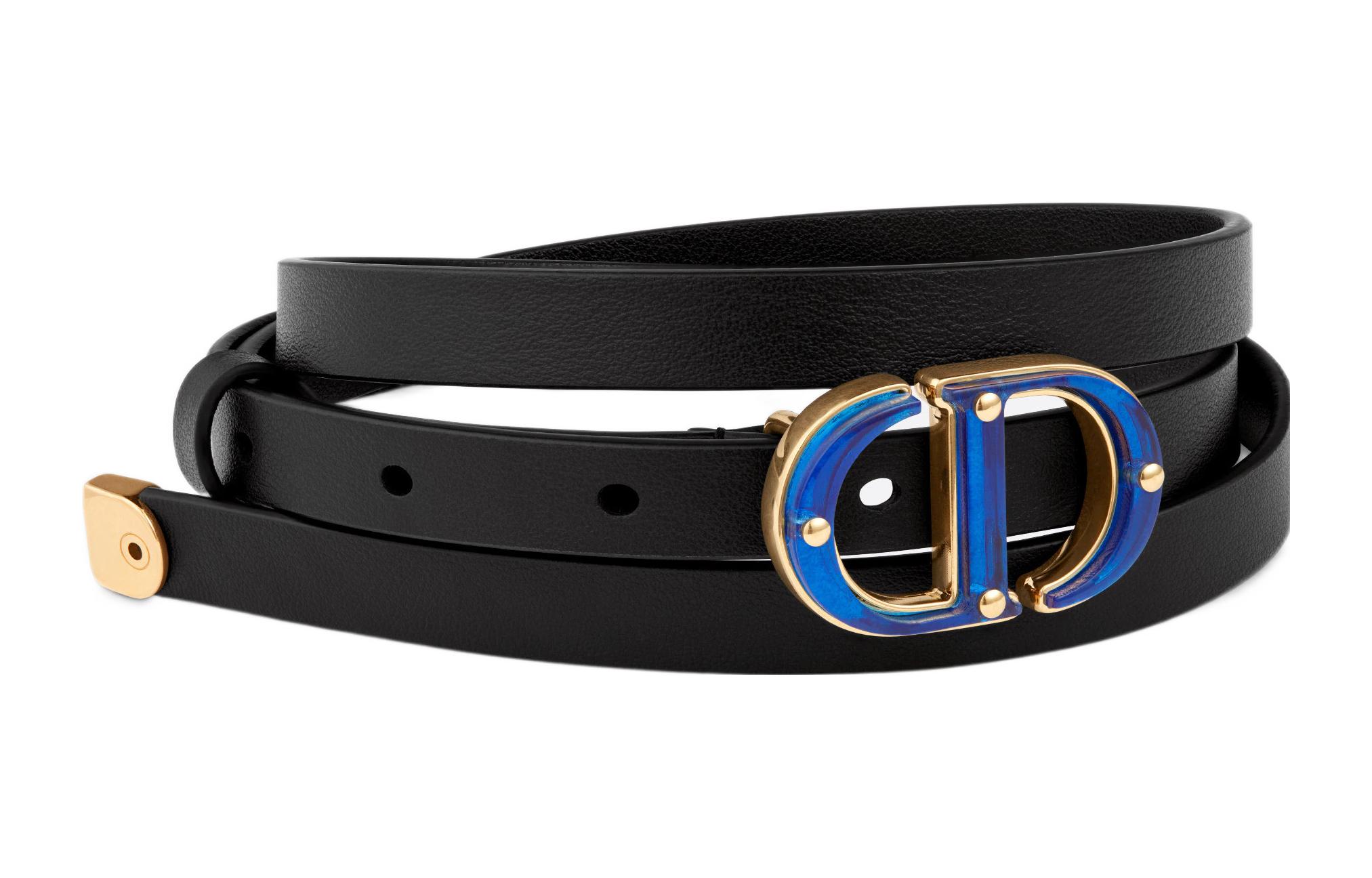 DIOR Original Design Cow Leather, Resin Leather Belts Women's Black