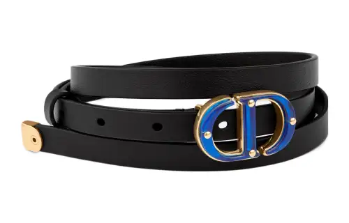 DIOR Original Design Cow Leather, Resin Leather Belts Women's Black