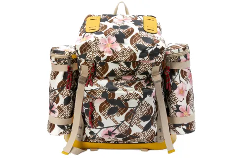 GUCCI The North Face Collaboration Nylon With Leather Double Pocket Backpack Unisex White