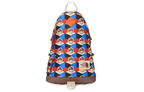 GUCCI The North Face Collaboration Recycled Nylon With Leather Backpack Medium Unisex Multicolor