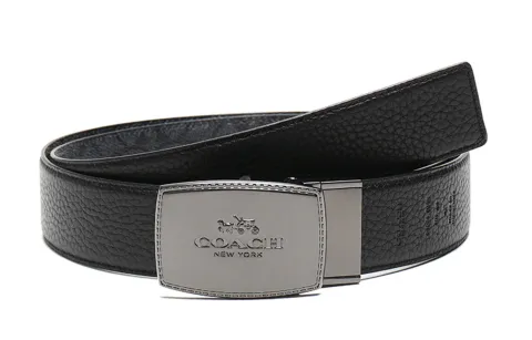 COACH Coated Canvas With Leather Belts Men's Carbon Gray/Black Width 3.7cm