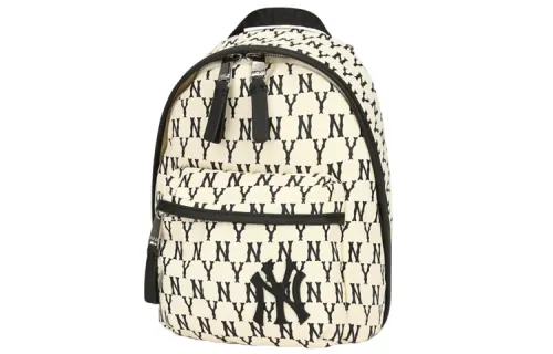 MLB Monogram Collection Polyamide Polyester Shoulder Bag, Crossbody Bag, Backpack Regular Women's Ivory White/Black