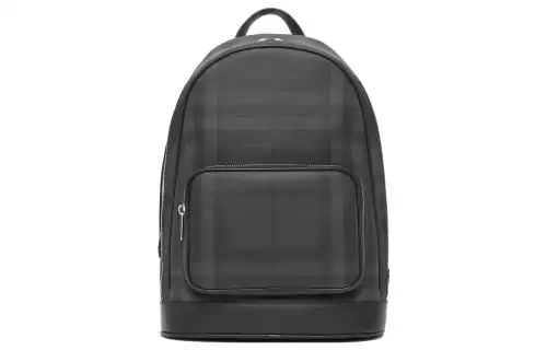 Burberry London Check And Leather Backpack Dark Charcoal