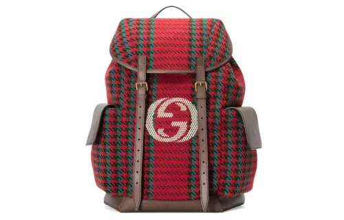 GUCCI Wool Backpack Unisex Red Green Multicolor