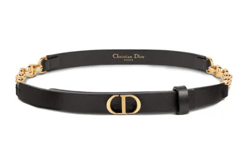 DIOR 30 Montaigne Leather Belts Women's Black