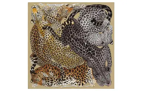 HERMES Scarves Women's Camel/Smoke Gray
