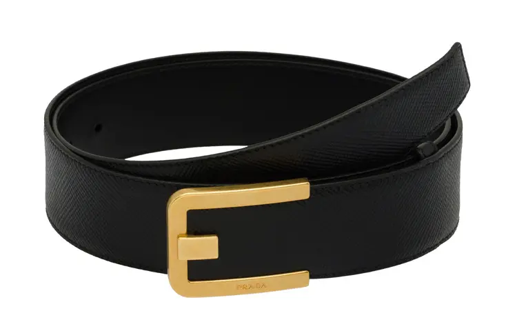 PRADA Leather Belts Men's Black Width 4cm