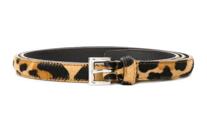 PRADA Pin Buckle Leather Belts Women's Khaki/Black /