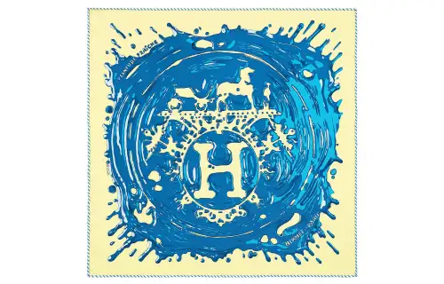 HERMES Scarves Women's Yellow/Blue