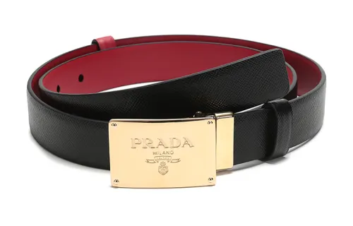 PRADA Leather Belts Women's Black Red