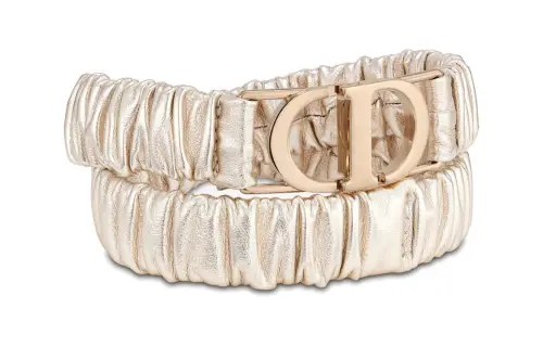 DIOR 30 Montaigne Sheepskin Leather Belts Women's Gold 2cm