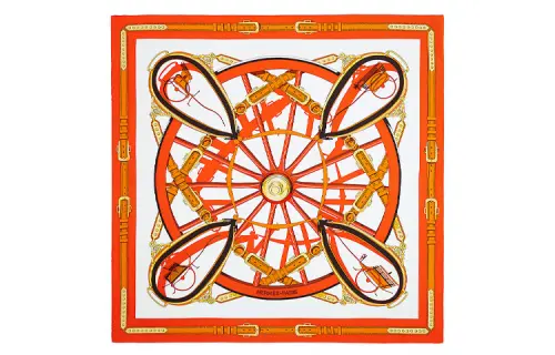 HERMES Silk Scarves Women's Orange