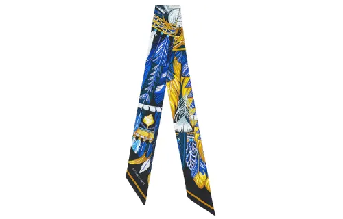HERMES Scarves Women's Midnight Blue Bright Yellow
