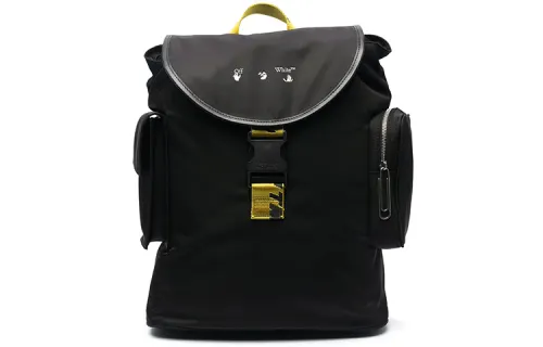 OFF WHITE Logo Print Foldover Top Backpack Black Yellow