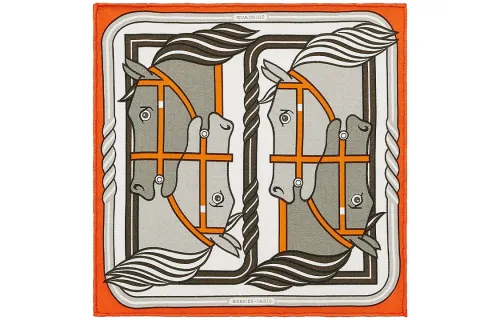 HERMES Silk Scarves Unisex Orange