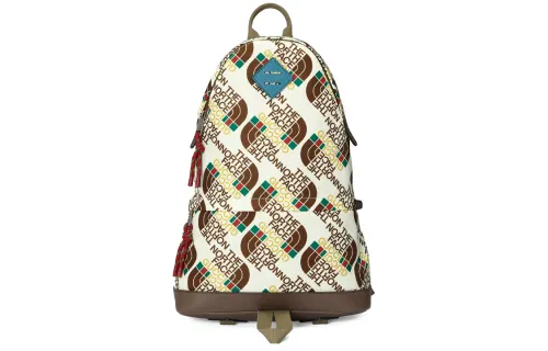 GUCCI The North Face Collaboration Nylon Fabric Backpack Medium Unisex Beige Brown Multicolor