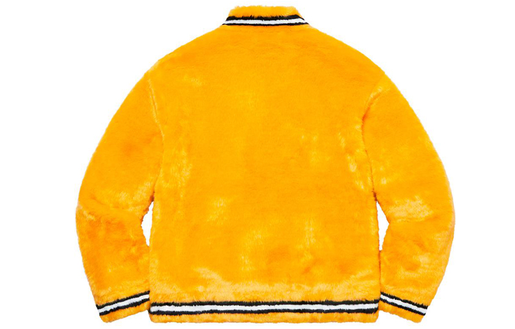 Куртка Supreme SS20 Week 1 Faux Fur Varsity Jacket (желтая) — фото 3