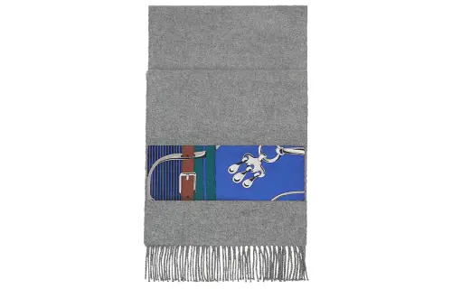 HERMES Knit Scarves Women's Mixed Gray