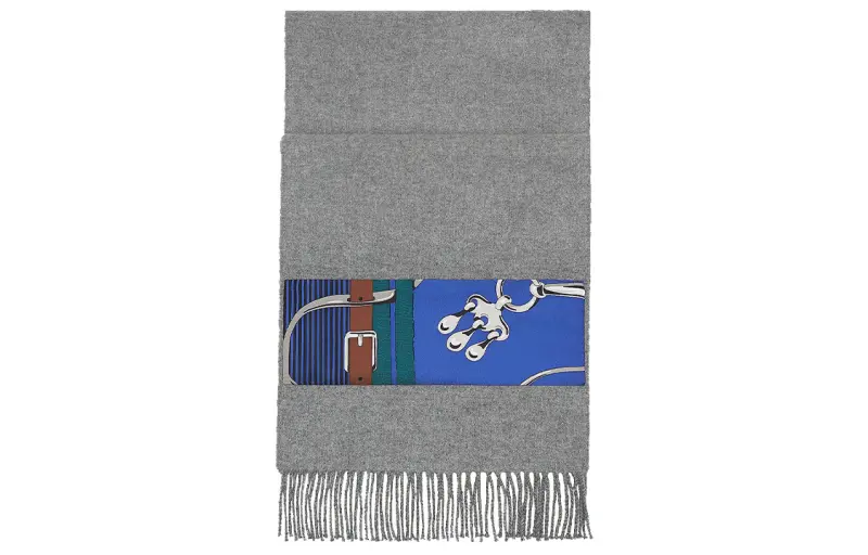 HERMES Knit Scarves Women's Mixed Gray