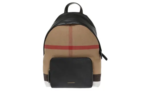 Burberry Canvas With Leather Backpack Regular Unisex Black & Yellow & Brown