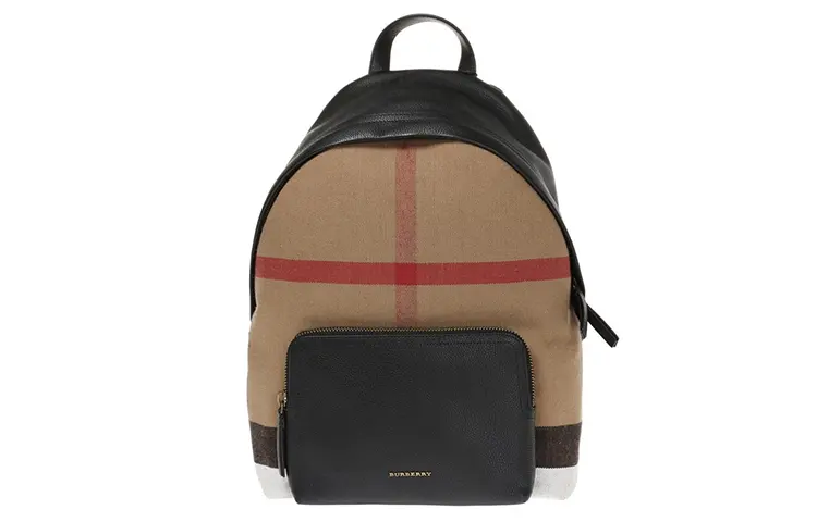 Burberry Canvas With Leather Backpack Regular Unisex Black & Yellow & Brown