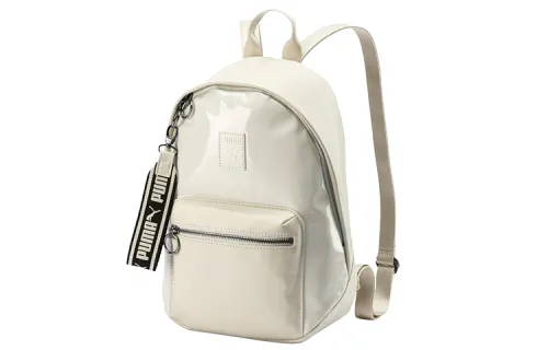 PUMA Shiny Artificial Leather With Textile Backpack Regular Unisex Ivory White