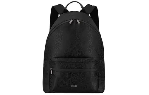 DIOR Stussy Rider Collaboration Monogram Canvas Backpack Unisex Black