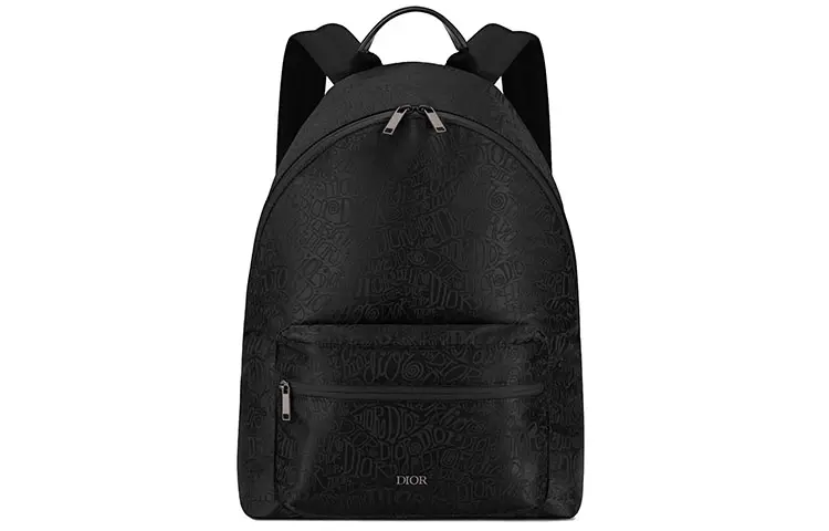 DIOR Stussy Rider Collaboration Monogram Canvas Backpack Unisex Black