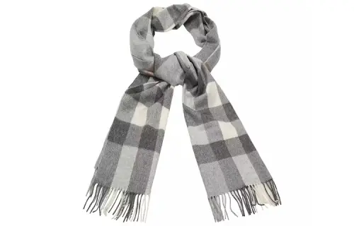 Burberry Knit Scarves Unisex Light Gravel Gray Plaid
