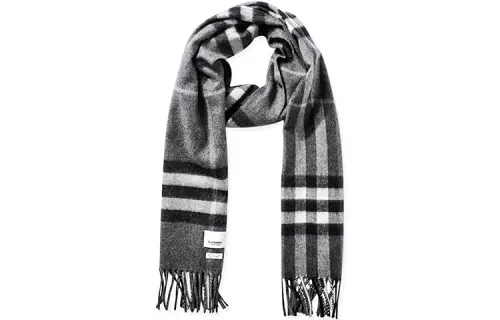 Burberry Cashmere Knit Scarves Unisex Black Gray