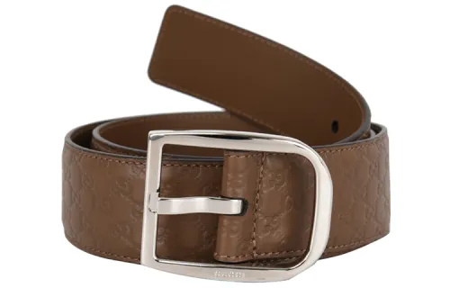 GUCCI Leather Belts Men's Brown Width 4cm